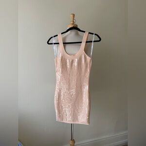 Marciano Guess Peach Sequin Bodycon Dress – Stretch Mini (Size S)